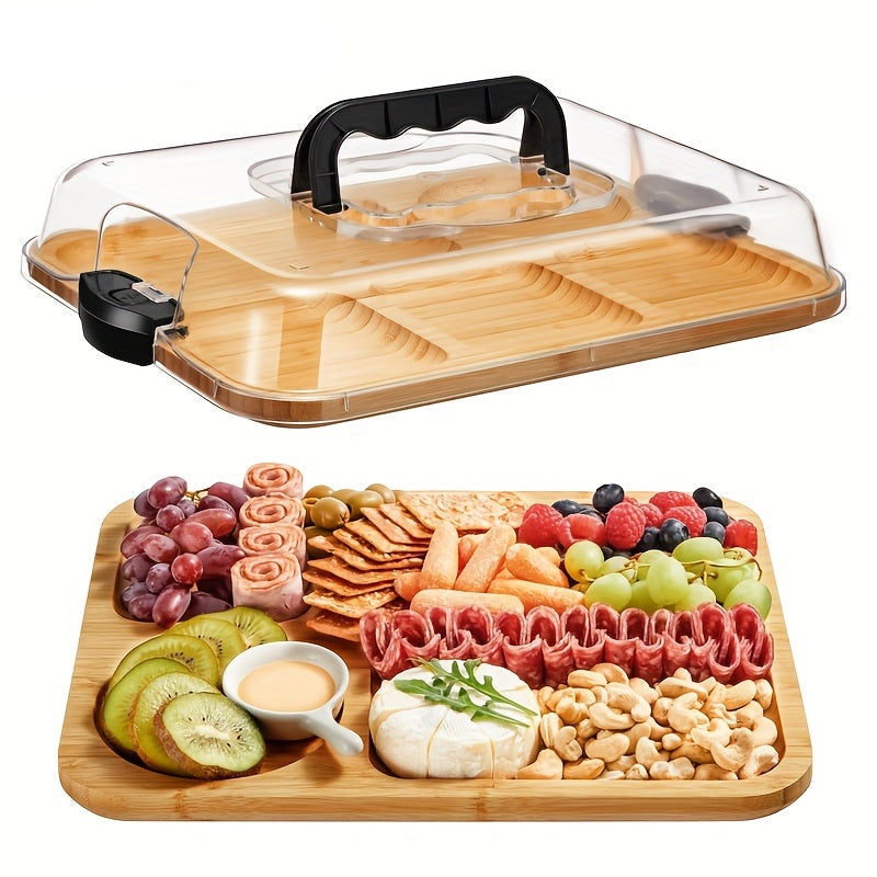 Bamboo Cheese Tray with Acrylic Lid - Image 3