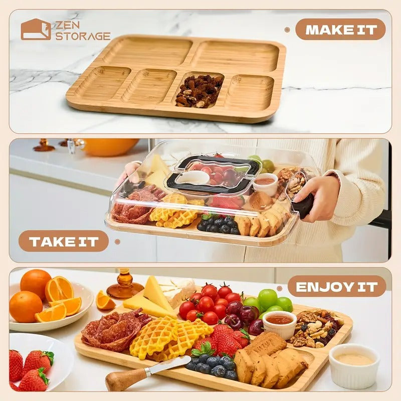 Bamboo Cheese Tray with Acrylic Lid - Image 5