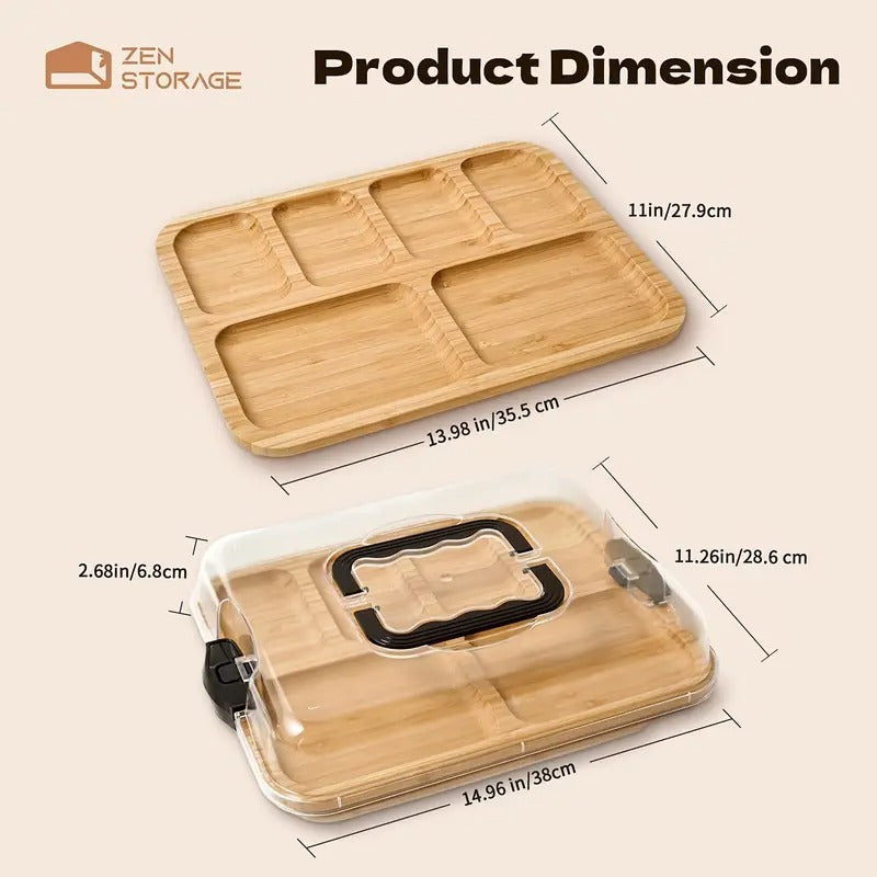 Bamboo Cheese Tray with Acrylic Lid - Image 6