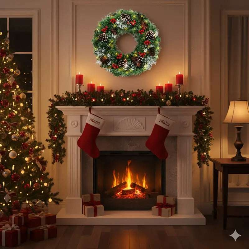 Christmas Wreath Pre-Lit Pine Cone LED Decoration - Image 4