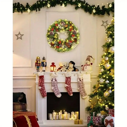 Christmas Wreath Pre-Lit Pine Cone LED Decoration - Image 5