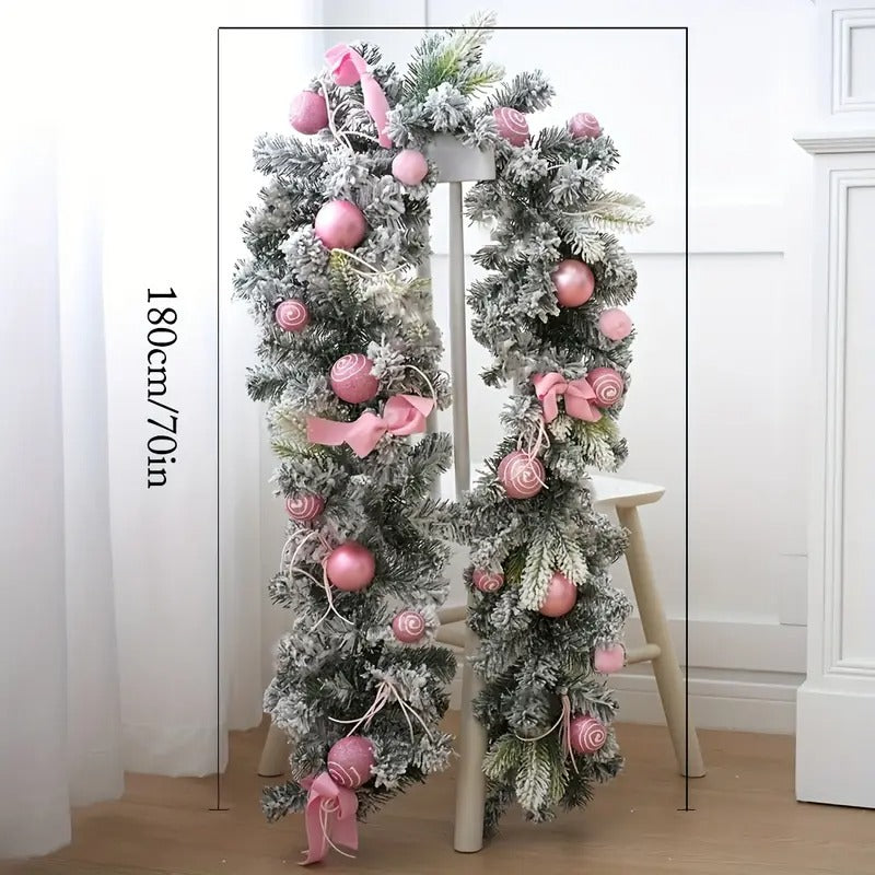 Artificial Christmas Wreath Pink Garland - Image 2