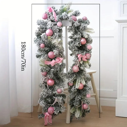 Artificial Christmas Wreath Pink Garland - Image 2