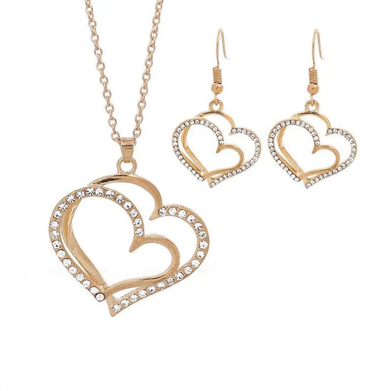 Heart Shaped Rhinestone Jewelry Set for Women - Image 2