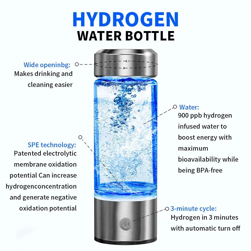 Portable Electric Hydrogen Water Bottle Silver - Image 5
