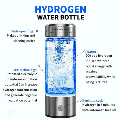 Portable Electric Hydrogen Water Bottle Silver - Image 5