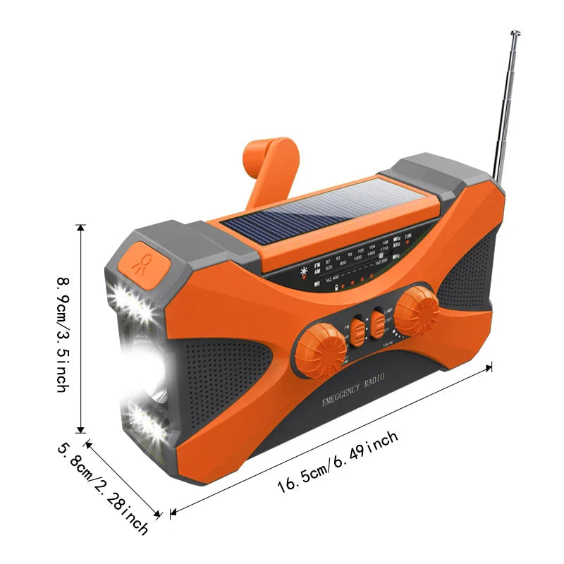 Emergency Hand Crank Solar Radio Orange - Image 5