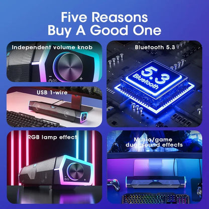 Computer Bluetooth RGB Light Speaker Black - Image 4
