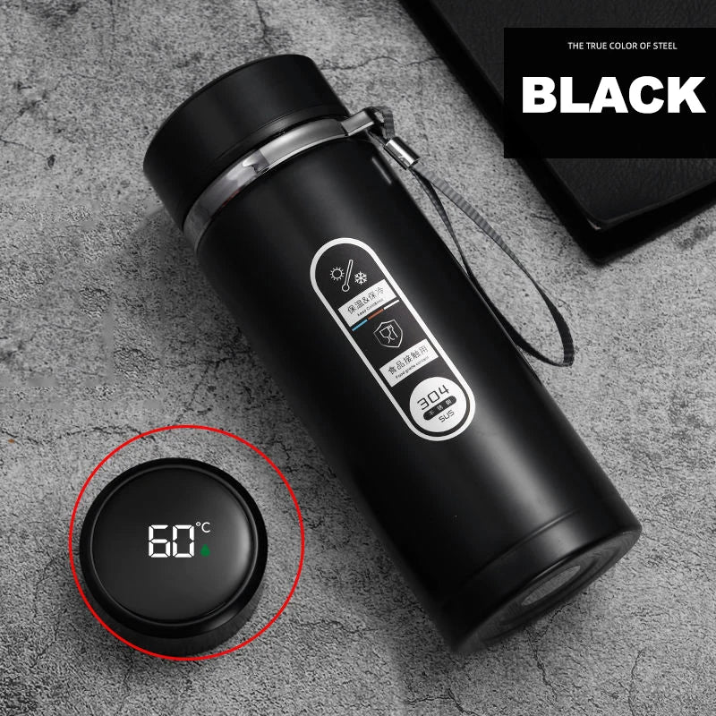 1L Thermos Bottle with LED Temperature Display Black - Image 3