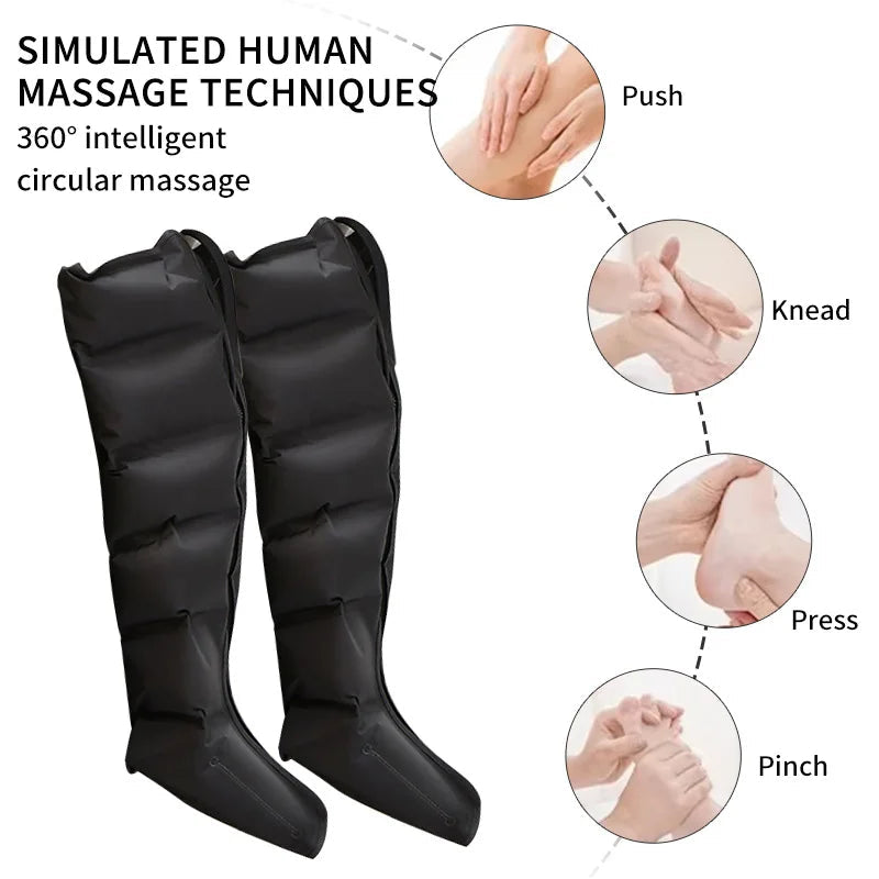 360 Air Pressure Leg Massager Boots with Remote Black - Image 4
