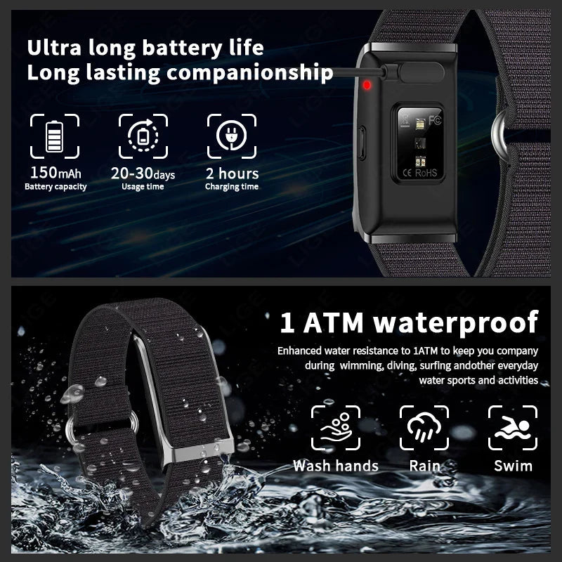 Smart Fitness Bracelet with 24H Heart Rate Black - Image 3