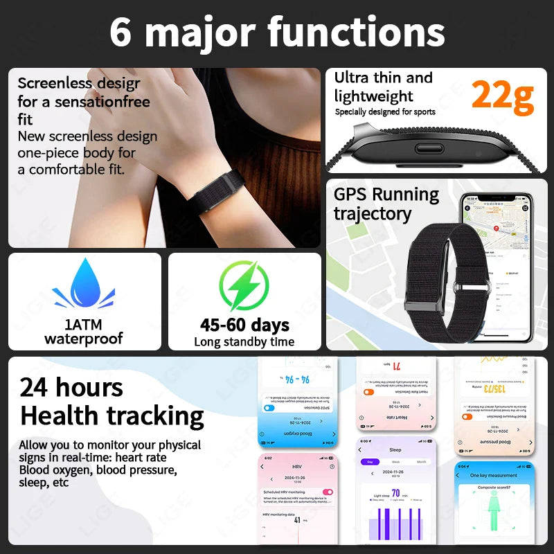 Smart Fitness Bracelet with 24H Heart Rate Black - Image 4