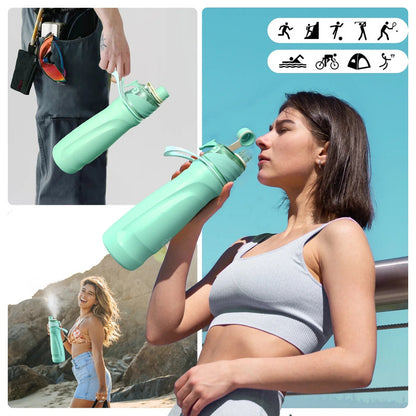750ML Spray Water Bottle Green - Image 5