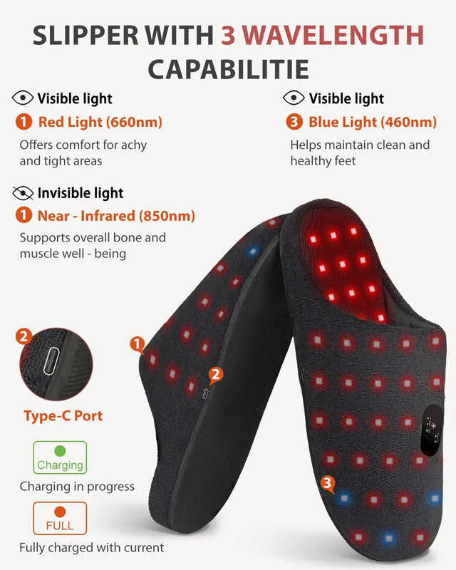 Rechargeable Red Light Therapy Slippers Black - Image 6