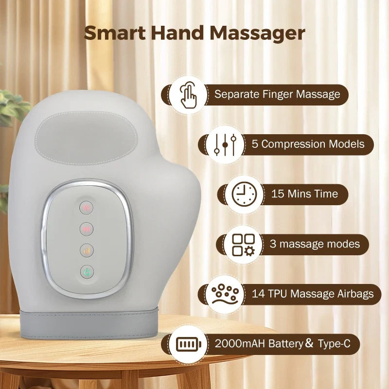 5-Level Electric Hand Massager with Hot Compress Grey - Image 4
