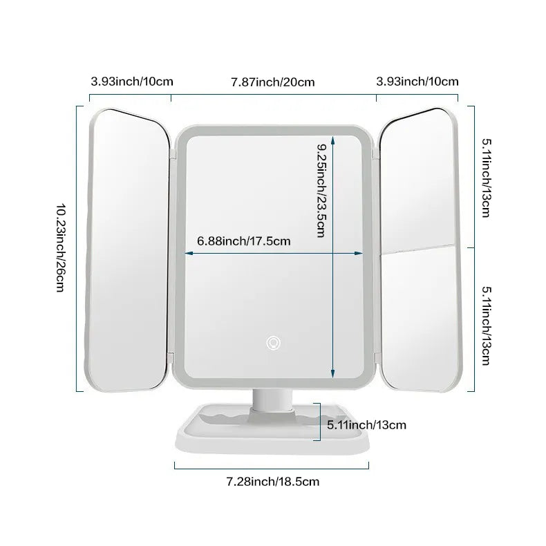 Trifold LED Makeup Mirror Beauty Lights - Image 2