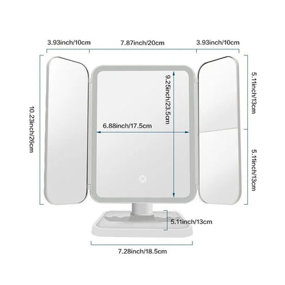 Trifold LED Makeup Mirror Beauty Lights - Image 2