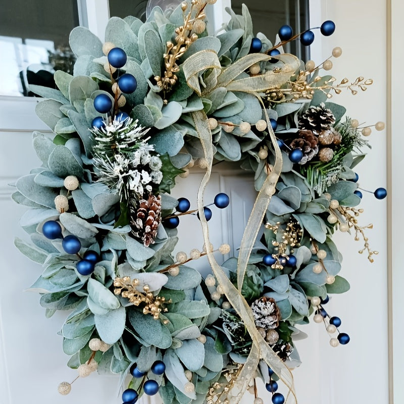 Blueberry Eucalyptus Wreath with Golden Accents - Image 3