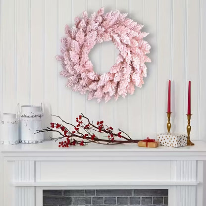 Pink Snowy Pine Christmas Wreath - Image 2