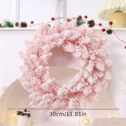 Pink Snowy Pine Christmas Wreath - Image 3