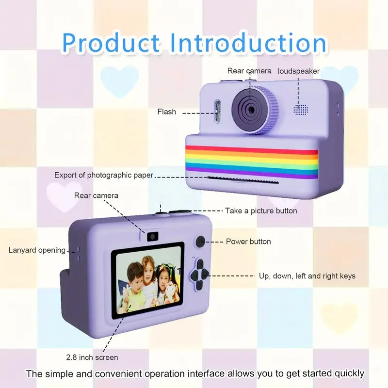 Portable Photo Printer Camera with Rechargeable Battery - Image 3