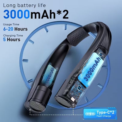 Neck Fan Portable USB 6000mAh 6-Speed Cooling - Image 3