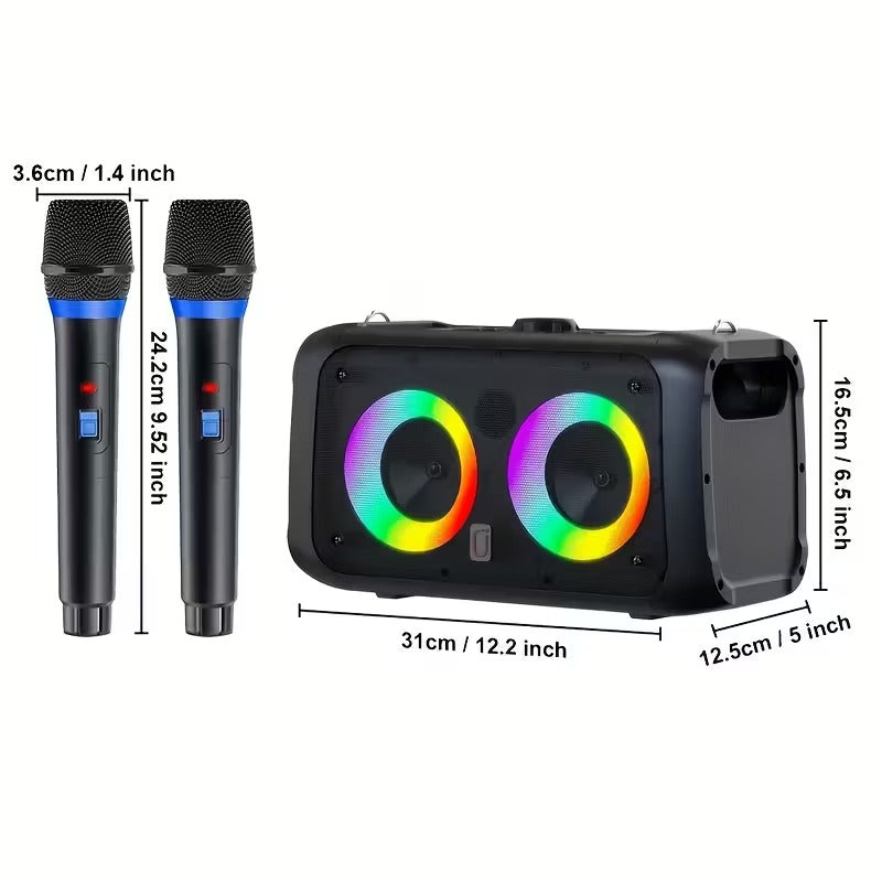Portable Karaoke Speaker with 2 Wireless Microphones - Image 2