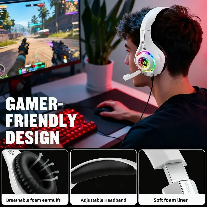 Gaming Headset with Mic, LED Light & Surround Bass - Image 3