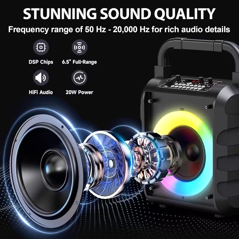 20W Portable Karaoke Speaker with Dual Wireless Mics - Image 4