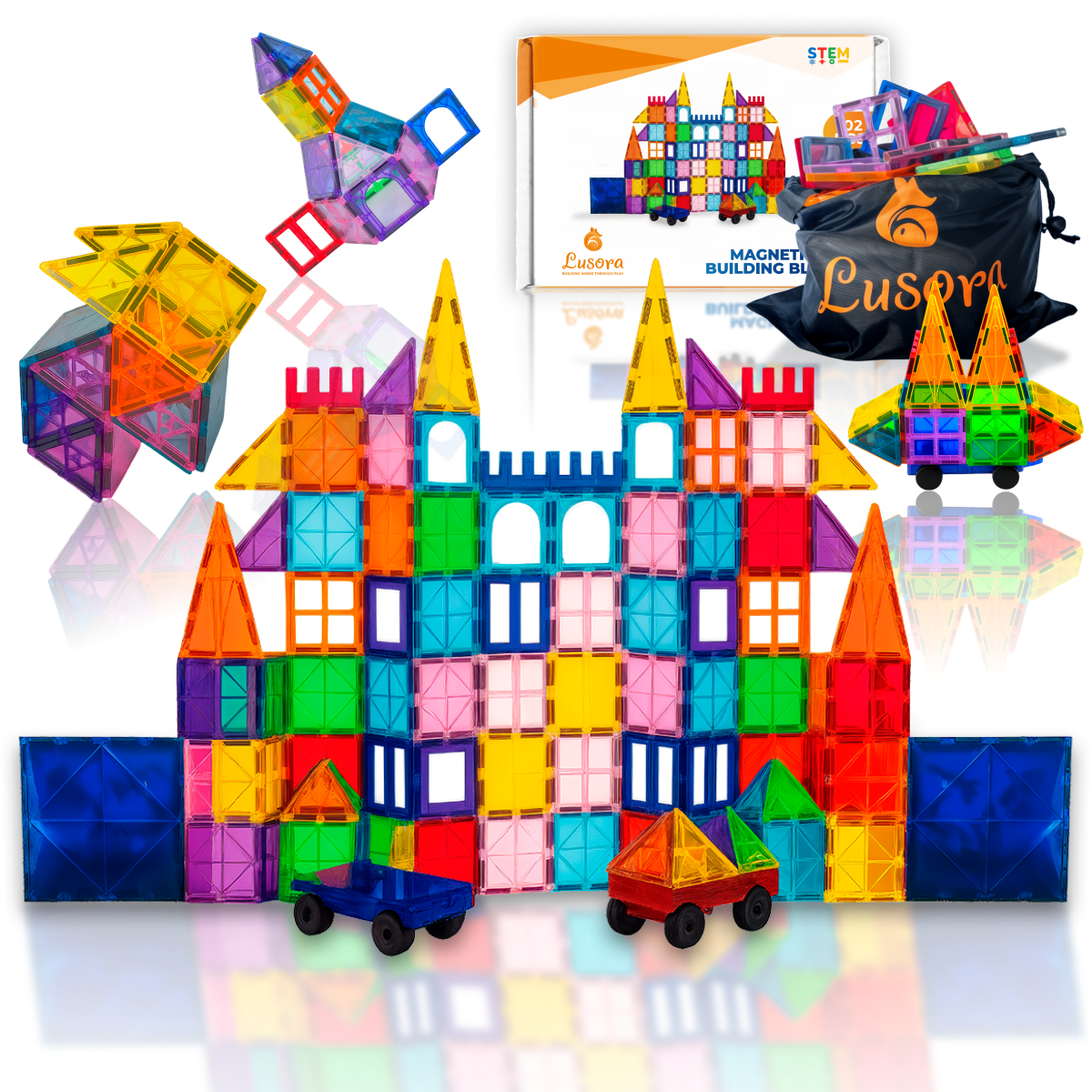 Hundred And Two Pieces Magnetic Tiles Building Set