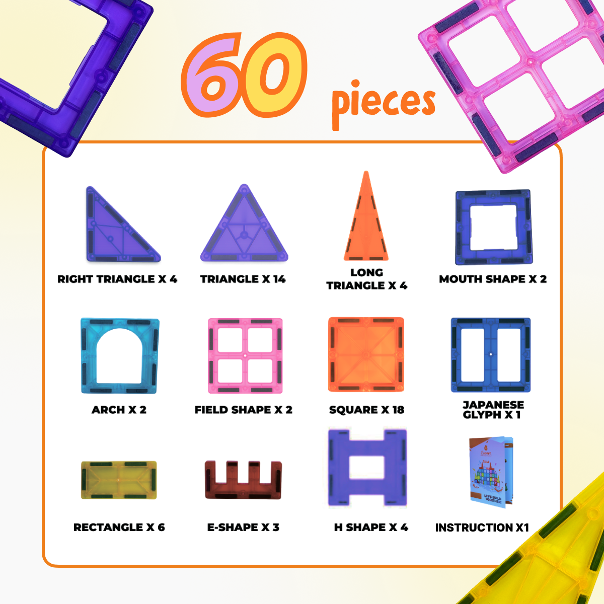Sixty Pieces Magnetic Tiles Building Set - Image 2