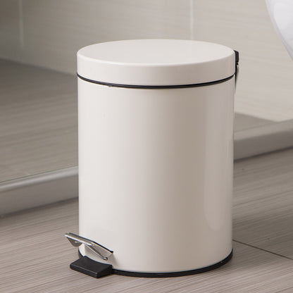 5L Round Lidded Trash Can Foot Pedal Garbage Bin for Kitchen Bathroom Hotel-White - Image 2