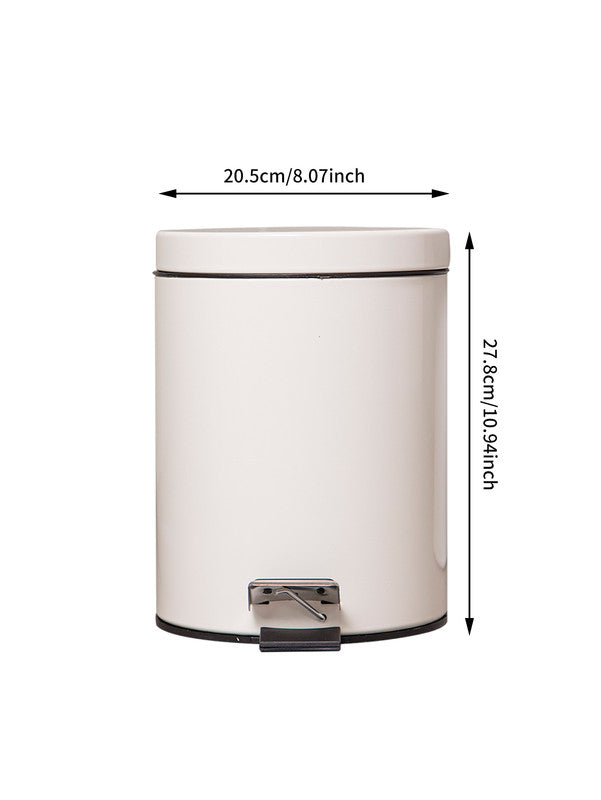 5L Round Lidded Trash Can Foot Pedal Garbage Bin for Kitchen Bathroom Hotel-White - Image 4