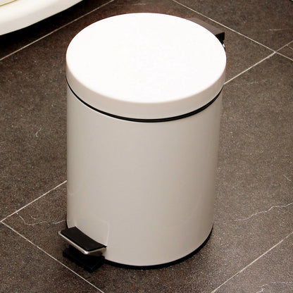 5L Round Lidded Trash Can Foot Pedal Garbage Bin for Kitchen Bathroom Hotel-White - Image 6