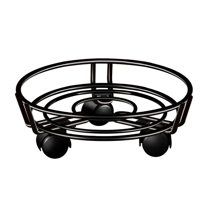 Movable Iron Potted Plant Stand for Home Garden Decoration-Black