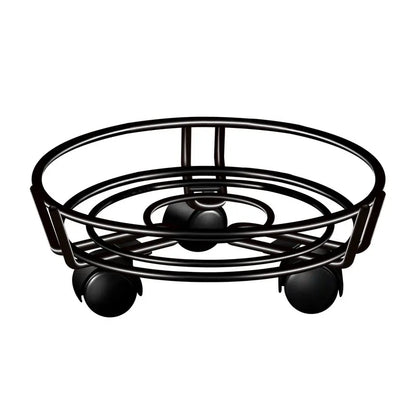 Movable Iron Potted Plant Stand for Home Garden Decoration-Black