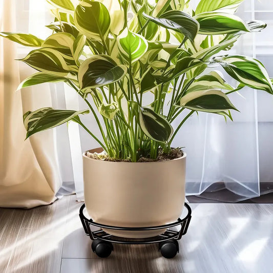 Movable Iron Potted Plant Stand for Home Garden Decoration-Black - Image 2