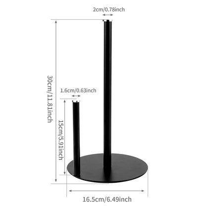 Iron Double Pole Paper Towel Holder for Kitchen Countertop Cling Film Storage Rack-Black - Image 3