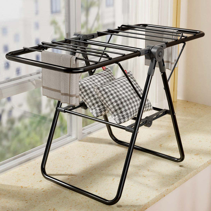 2-Tier Foldable Clothes Drying Rack  for Balcony Bay Window-White - Image 2