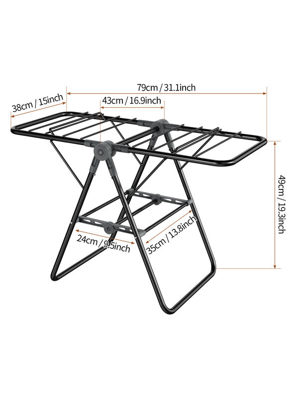 2-Tier Foldable Clothes Drying Rack  for Balcony Bay Window-White - Image 4