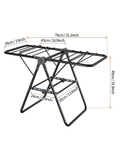 2-Tier Foldable Clothes Drying Rack  for Balcony Bay Window-White - Image 4