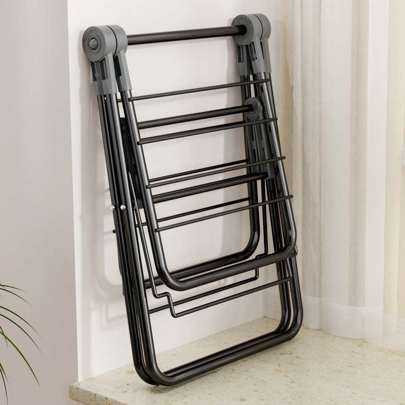 2-Tier Foldable Clothes Drying Rack  for Balcony Bay Window-White - Image 5