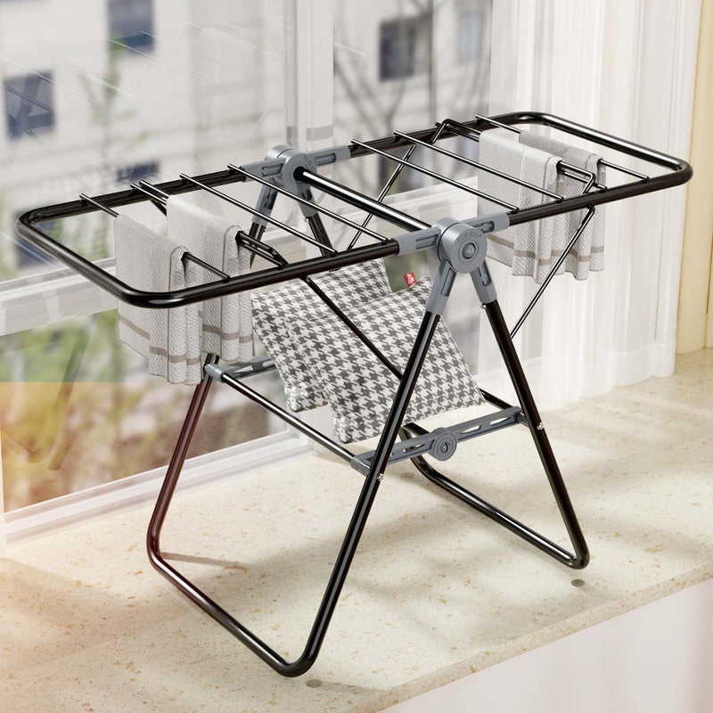 2-Tier Foldable Clothes Drying Rack  for Balcony Bay Window-White - Image 6