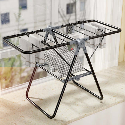 2-Tier Foldable Clothes Drying Rack  for Balcony Bay Window-White - Image 6