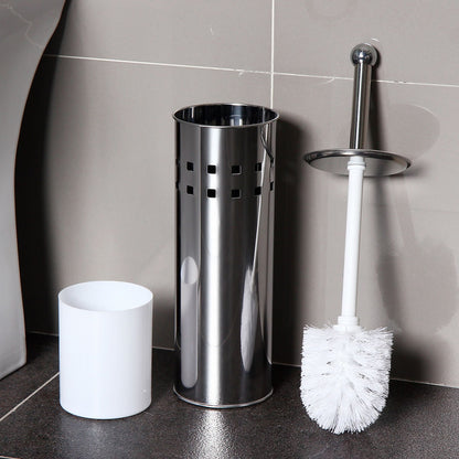 Stainless Steel Toilet Brush With Base and Long-Handled Brush for Bathroom Toilet Cleaning-Silver - Image 3
