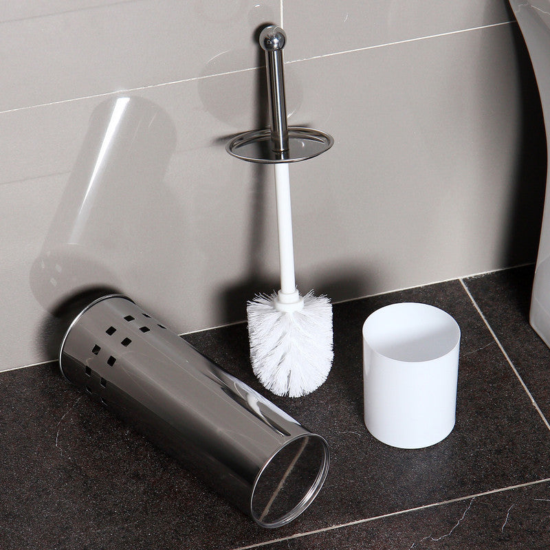 Stainless Steel Toilet Brush With Base and Long-Handled Brush for Bathroom Toilet Cleaning-Silver - Image 4