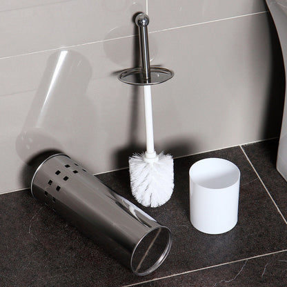 Stainless Steel Toilet Brush With Base and Long-Handled Brush for Bathroom Toilet Cleaning-Silver - Image 4