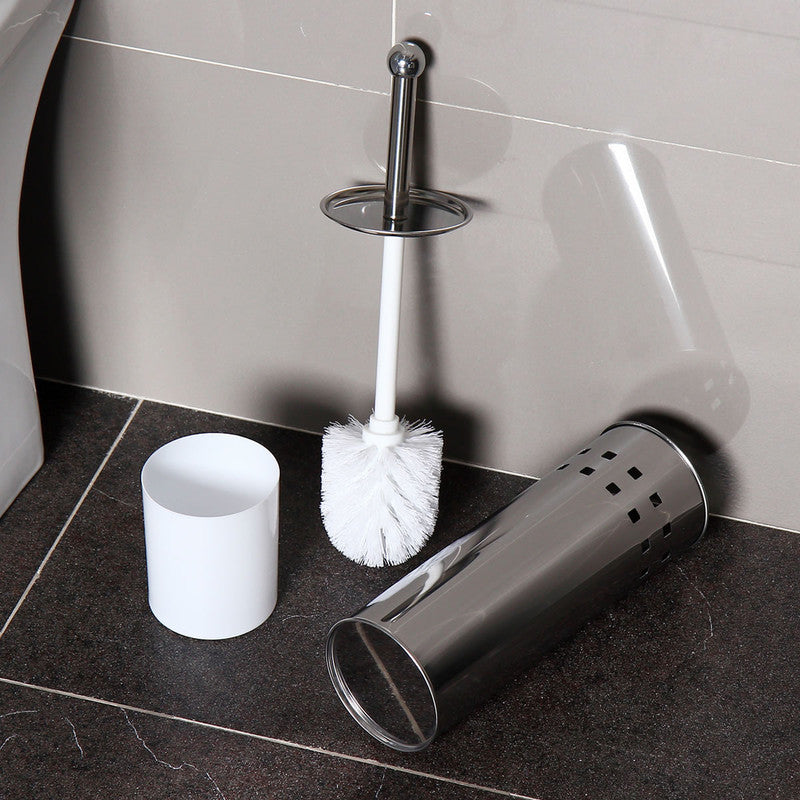 Stainless Steel Toilet Brush With Base and Long-Handled Brush for Bathroom Toilet Cleaning-Silver - Image 7