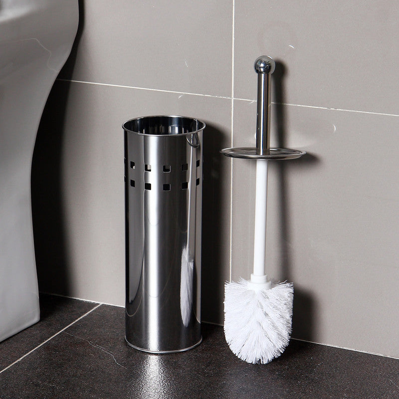 Stainless Steel Toilet Brush With Base and Long-Handled Brush for Bathroom Toilet Cleaning-Silver - Image 9