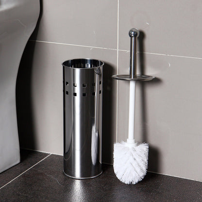 Stainless Steel Toilet Brush With Base and Long-Handled Brush for Bathroom Toilet Cleaning-Silver - Image 9
